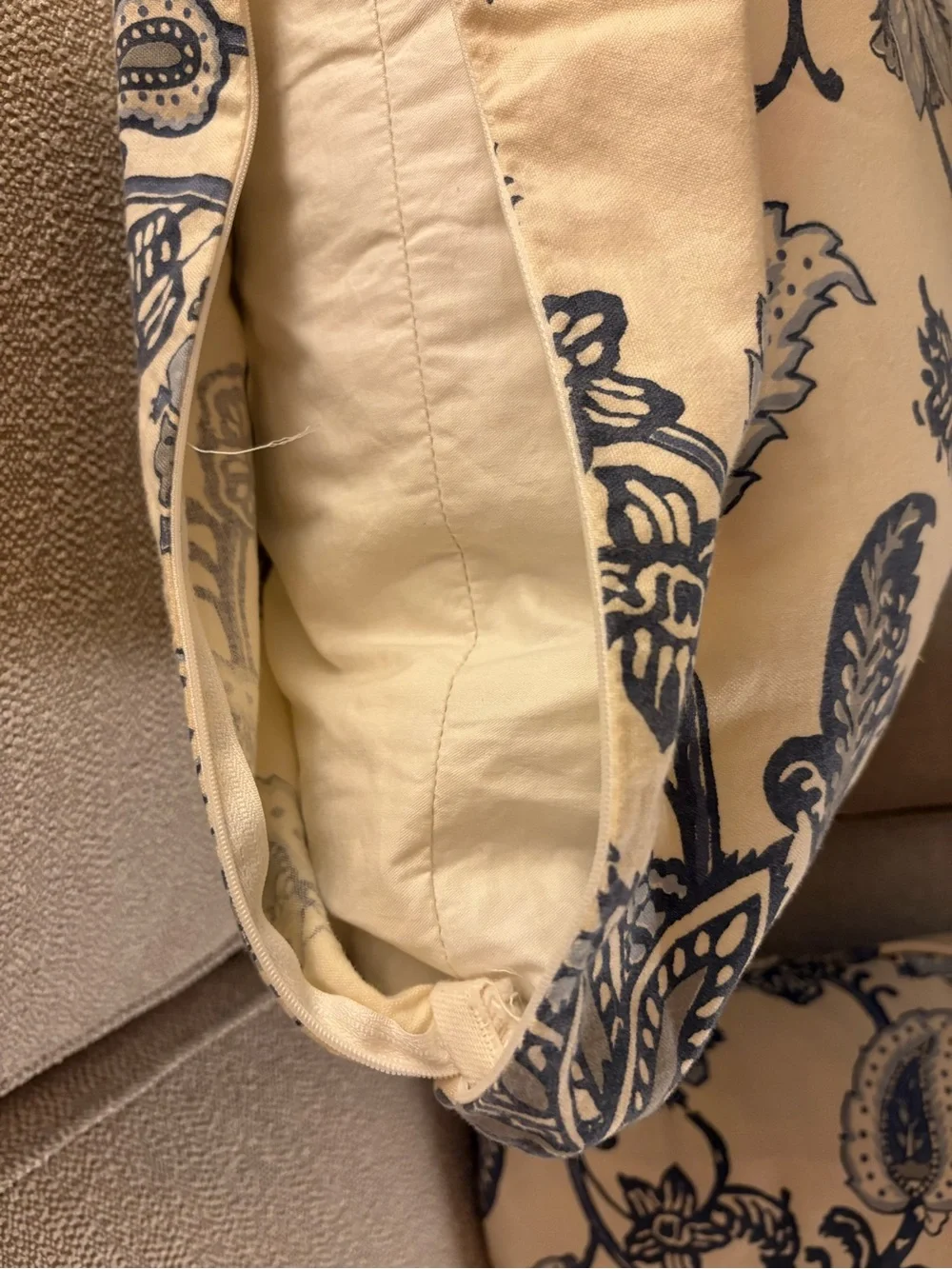 Pair Custom Blue and White Throw Pillows